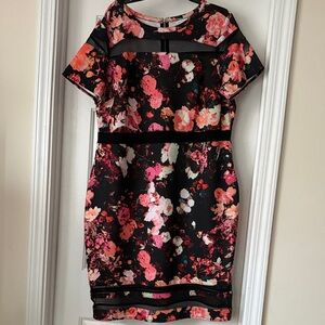 Elegant Floral Mini Dress in Black and Pink